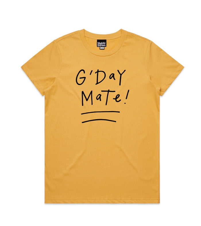 G'day Mate tee (Ladies) - Mustard