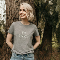 You Beauty tee (Ladies) - Grey Marle